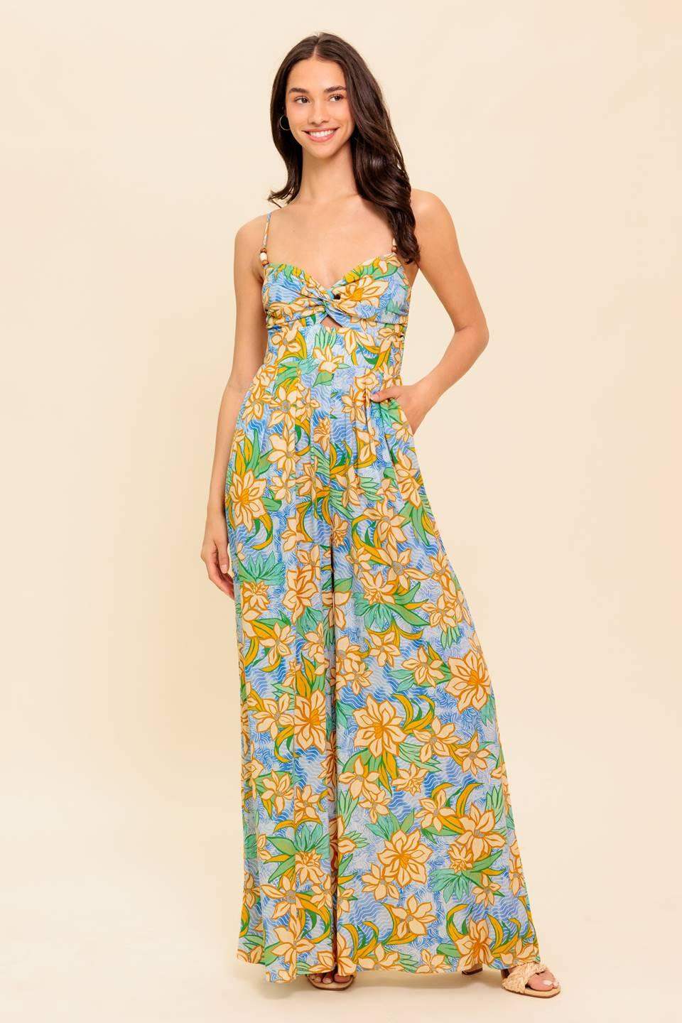 BY CHANCE BLUE WOVEN JUMPSUIT - Flying Tomato - Flyclothing LLC
