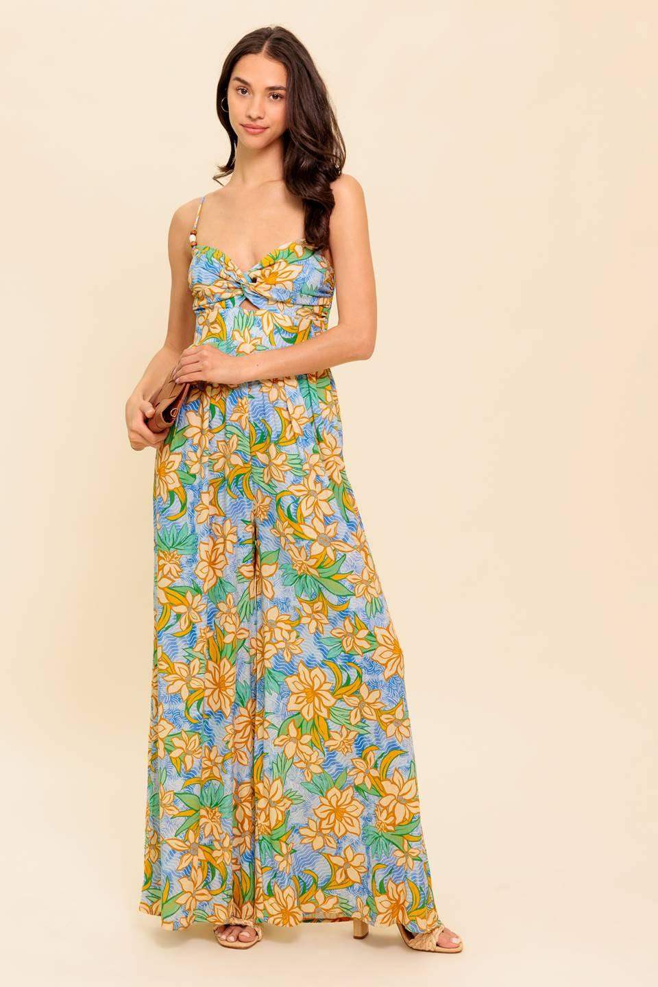 BY CHANCE BLUE WOVEN JUMPSUIT - Flying Tomato - Flyclothing LLC