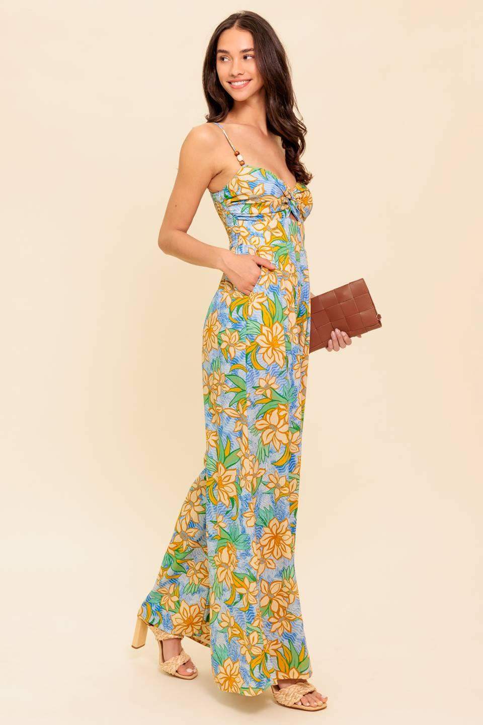 BY CHANCE BLUE WOVEN JUMPSUIT - Flying Tomato - Flyclothing LLC