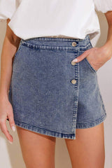 DISTANT SUN DENIM SKORT - Flying Tomato - Flyclothing LLC