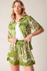 DISTANT ECHOES GREEN SHORTS - Flying Tomato - Flyclothing LLC