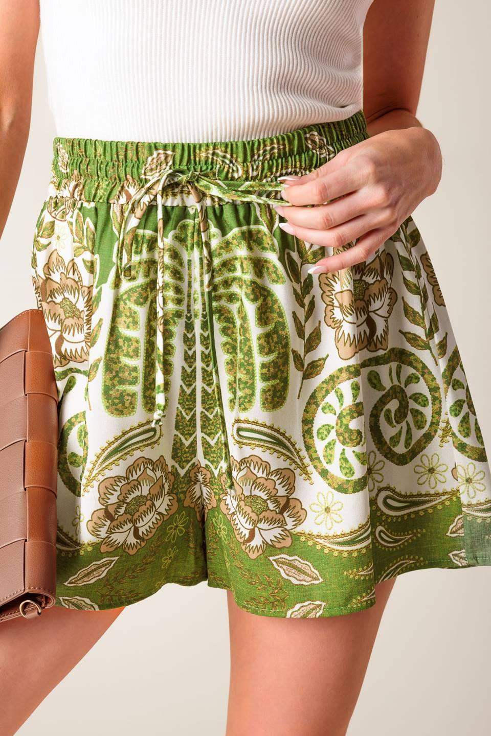 DISTANT ECHOES GREEN SHORTS - Flying Tomato - Flyclothing LLC
