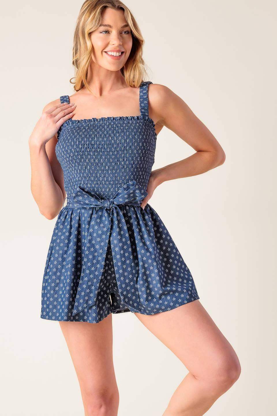FULL FOCUS DENIM WOVEN ROMPER - Flying Tomato - Flyclothing LLC
