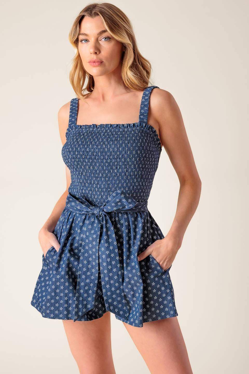 FULL FOCUS DENIM WOVEN ROMPER - Flying Tomato - Flyclothing LLC