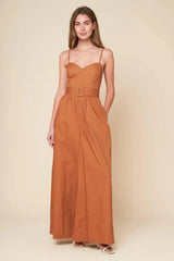 ELEVATED ICON BROWN WOVEN JUMPSUIT - Flying Tomato - Flyclothing LLC