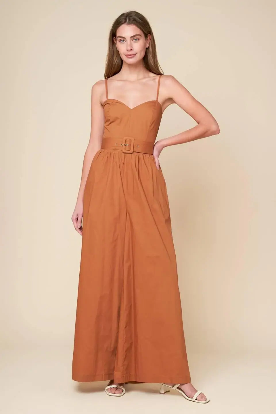 ELEVATED ICON BROWN WOVEN JUMPSUIT - Flying Tomato - Flyclothing LLC