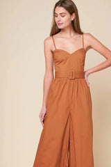 ELEVATED ICON BROWN WOVEN JUMPSUIT - Flying Tomato - Flyclothing LLC