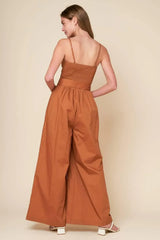 ELEVATED ICON BROWN WOVEN JUMPSUIT - Flying Tomato - Flyclothing LLC