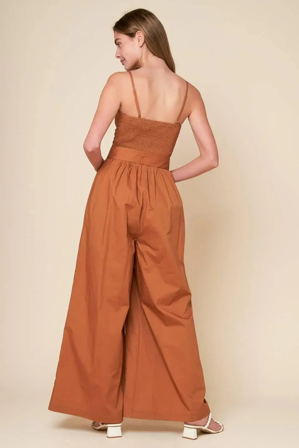 ELEVATED ICON BROWN WOVEN JUMPSUIT - Flying Tomato - Flyclothing LLC