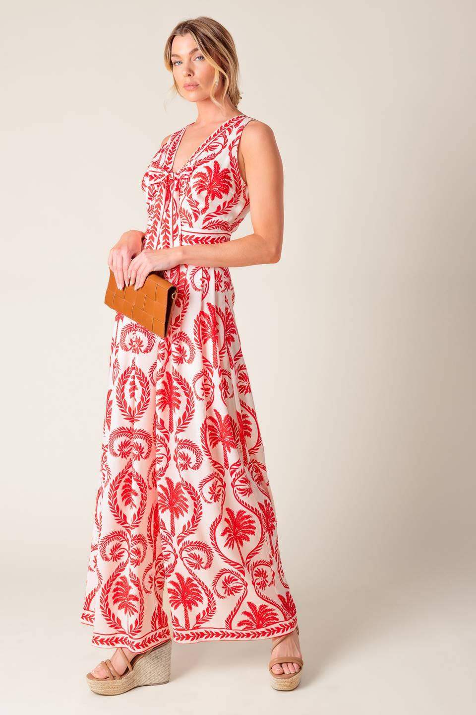 COLETTE DREAM RED WOVEN JUMPSUIT - Flying Tomato - Flyclothing LLC