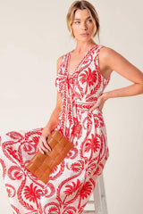 COLETTE DREAM RED WOVEN JUMPSUIT - Flying Tomato - Flyclothing LLC