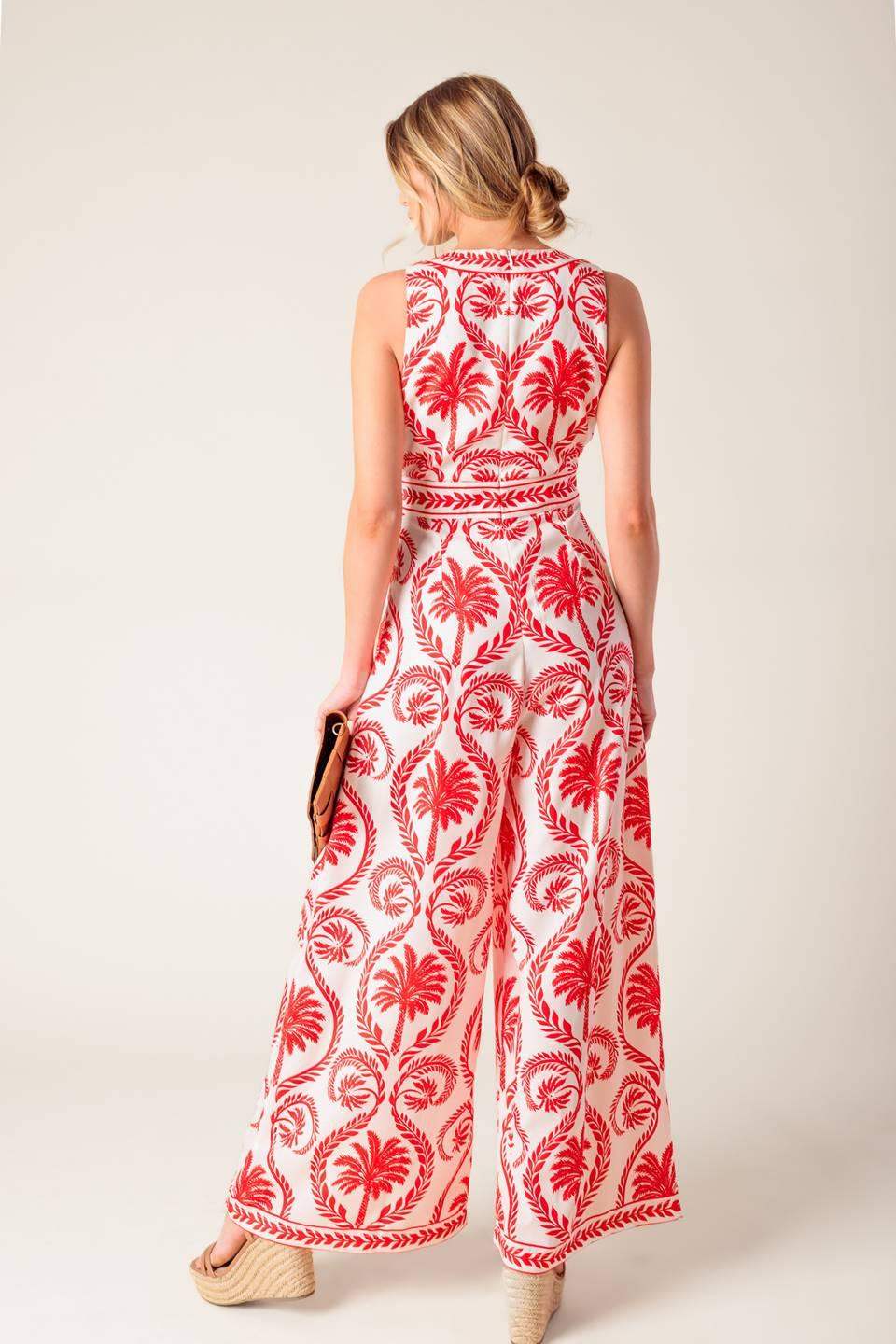 COLETTE DREAM RED WOVEN JUMPSUIT - Flying Tomato - Flyclothing LLC