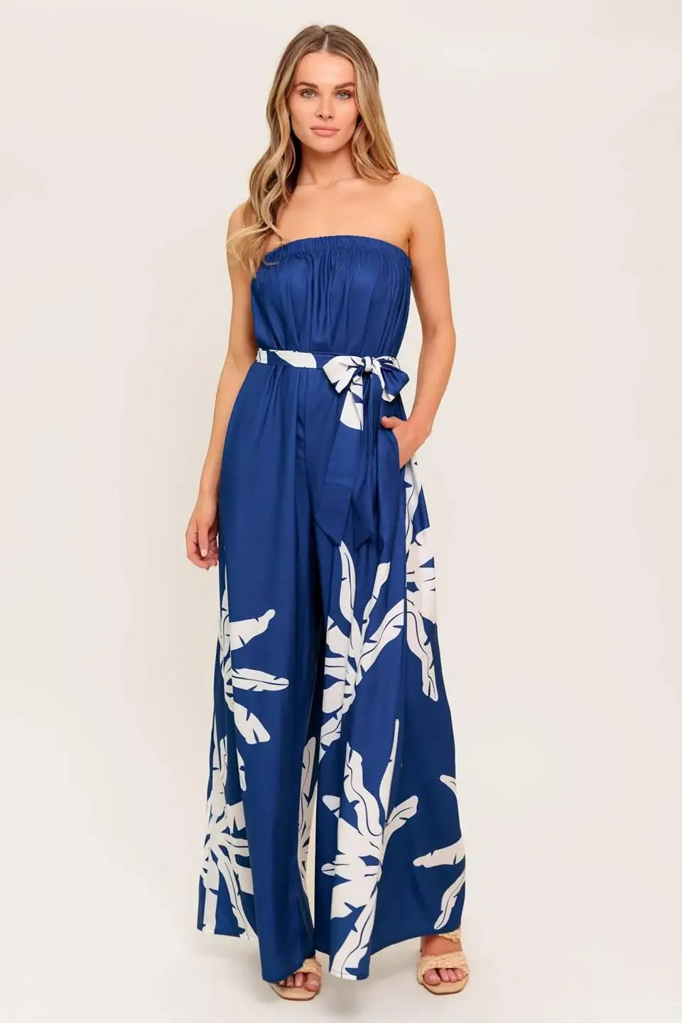 SERENE DAYS NAVY WOVEN JUMPSUIT - Flying Tomato - Flyclothing LLC