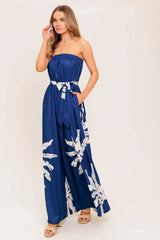 SERENE DAYS NAVY WOVEN JUMPSUIT - Flying Tomato - Flyclothing LLC