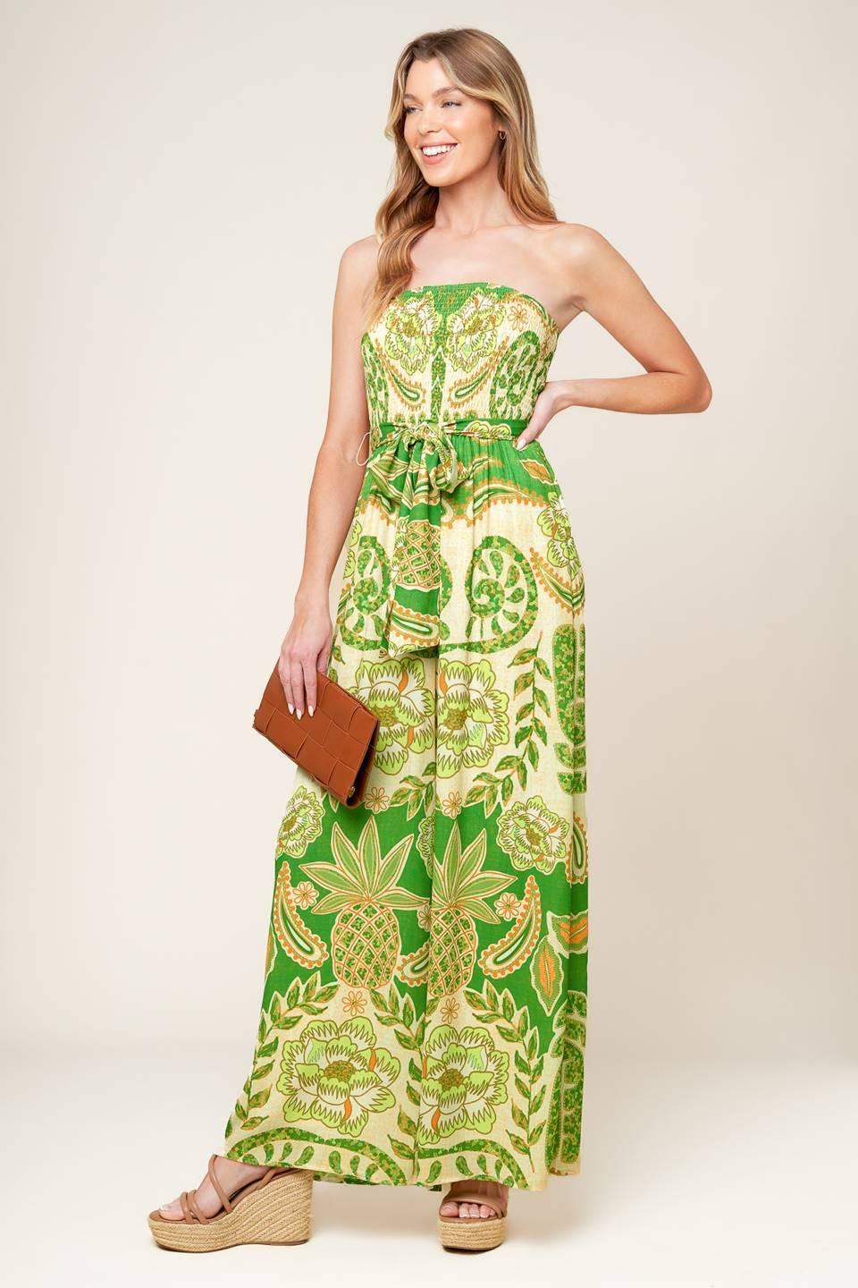CAMERON MEADOW GREEN WOVEN JUMPSUIT - Flying Tomato - Flyclothing LLC