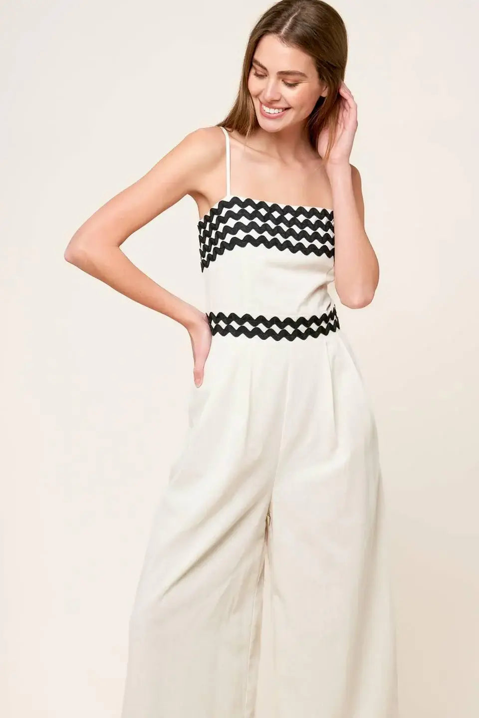 MEET AT THE PIER CREAM WOVEN JUMPSUIT - Flying Tomato - Flyclothing LLC