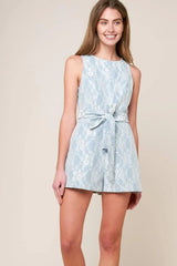 MOMENT MAKER DENIM BLUE WOVEN ROMPER - Flying Tomato - Flyclothing LLC