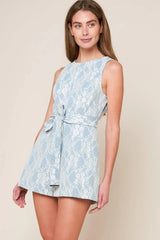 MOMENT MAKER DENIM BLUE WOVEN ROMPER - Flying Tomato - Flyclothing LLC