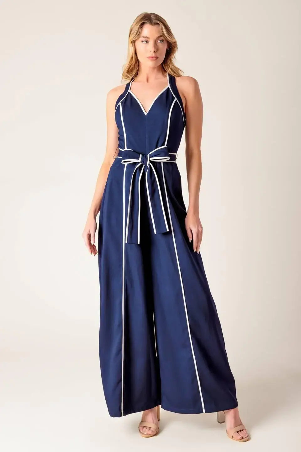 LAYTON NAVY WOVEN JUMPSUIT - Flying Tomato - Flyclothing LLC