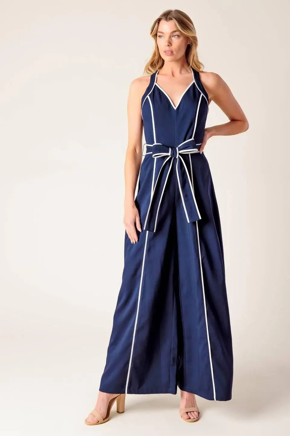 LAYTON NAVY WOVEN JUMPSUIT - Flying Tomato - Flyclothing LLC