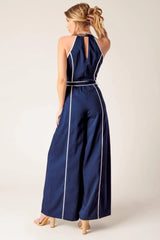 LAYTON NAVY WOVEN JUMPSUIT - Flying Tomato - Flyclothing LLC