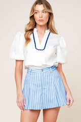 VALERIA POWDER BLUE WOVEN SKORT - Flying Tomato - Flyclothing LLC