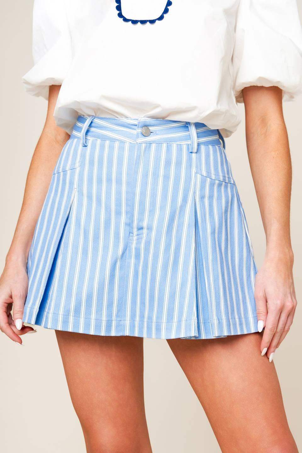 VALERIA POWDER BLUE WOVEN SKORT - Flying Tomato - Flyclothing LLC