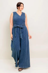 WHERE THE NIGHT MEDIUM INDIGO DENIM JUMPSUIT - Flying Tomato - Flyclothing LLC