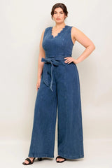 WHERE THE NIGHT MEDIUM INDIGO DENIM JUMPSUIT - Flying Tomato - Flyclothing LLC
