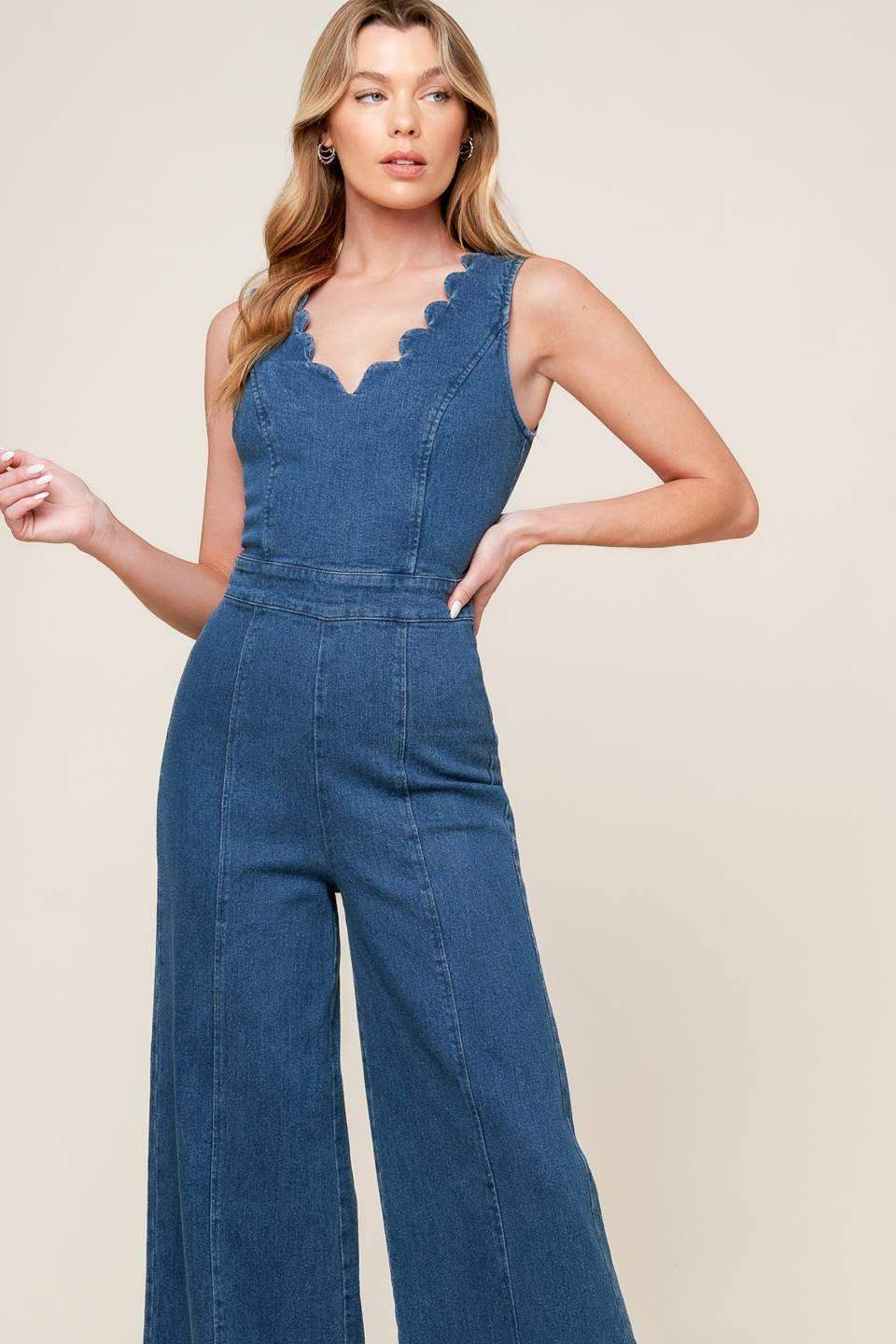 WHERE THE NIGHT MEDIUM INDIGO DENIM JUMPSUIT - Flying Tomato - Flyclothing LLC