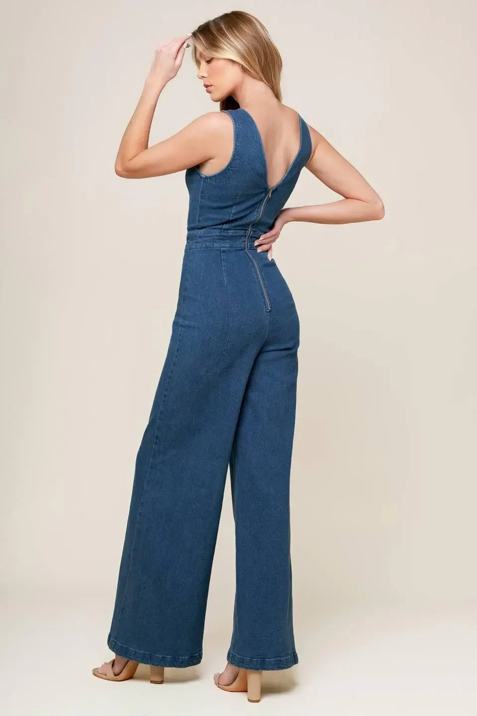 WHERE THE NIGHT MEDIUM INDIGO DENIM JUMPSUIT - Flying Tomato - Flyclothing LLC
