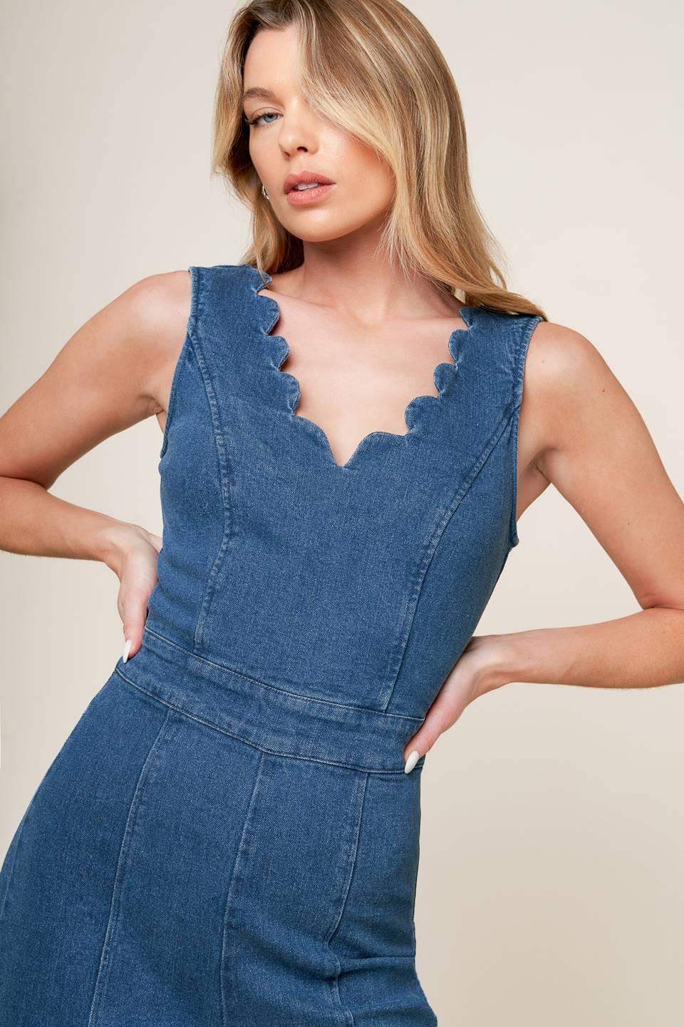 WHERE THE NIGHT MEDIUM INDIGO DENIM JUMPSUIT - Flying Tomato - Flyclothing LLC