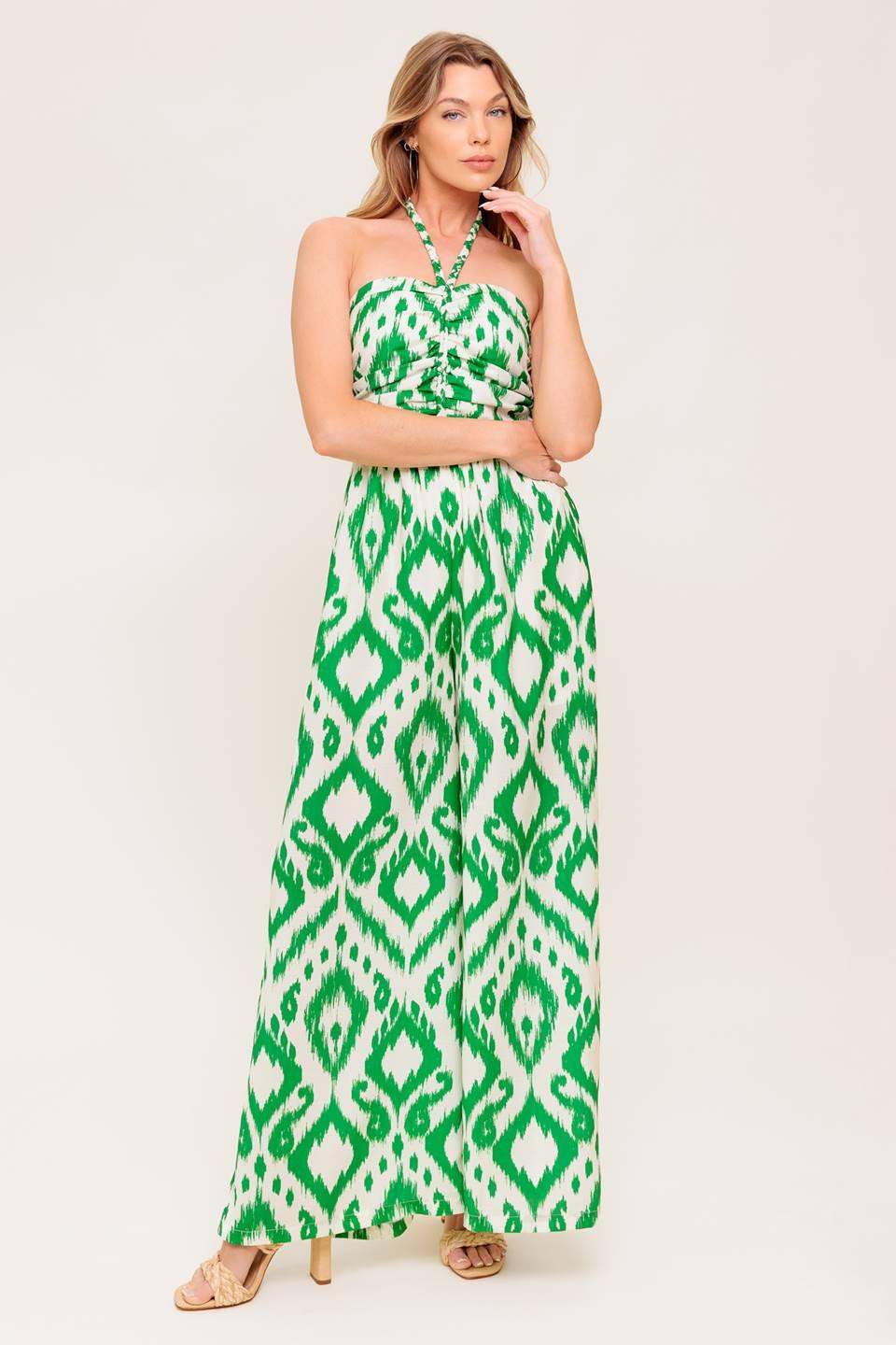 ANGELIC TOUCH GREEN WOVEN JUMPSUIT - Flying Tomato - Flyclothing LLC