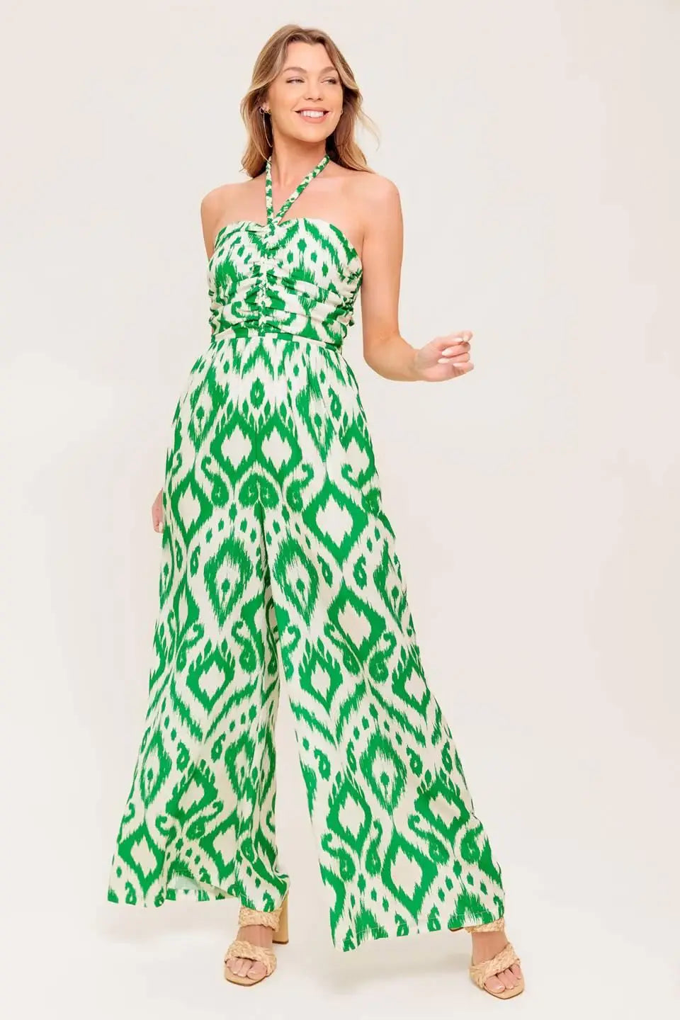 ANGELIC TOUCH GREEN WOVEN JUMPSUIT - Flying Tomato - Flyclothing LLC