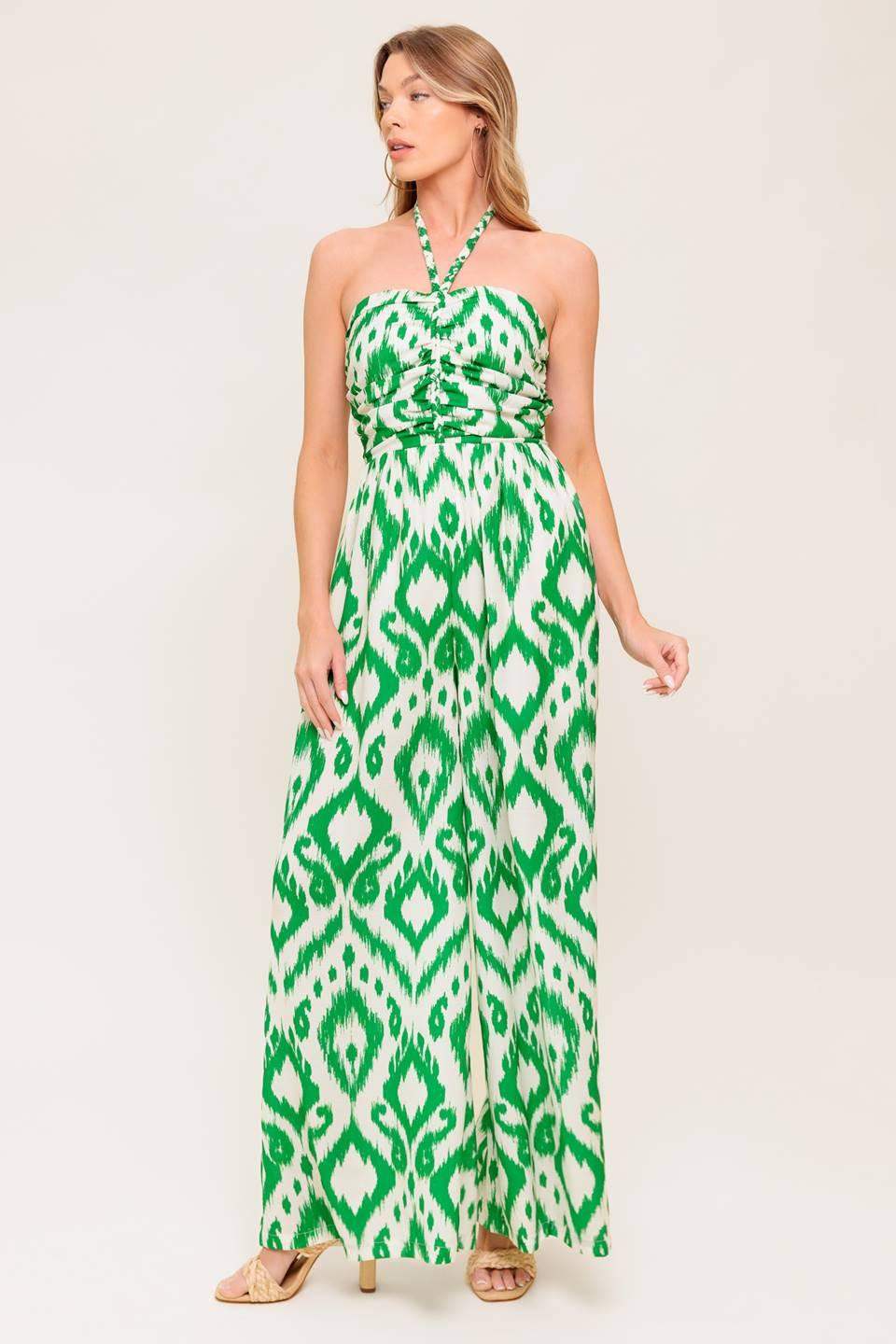 ANGELIC TOUCH GREEN WOVEN JUMPSUIT - Flying Tomato - Flyclothing LLC