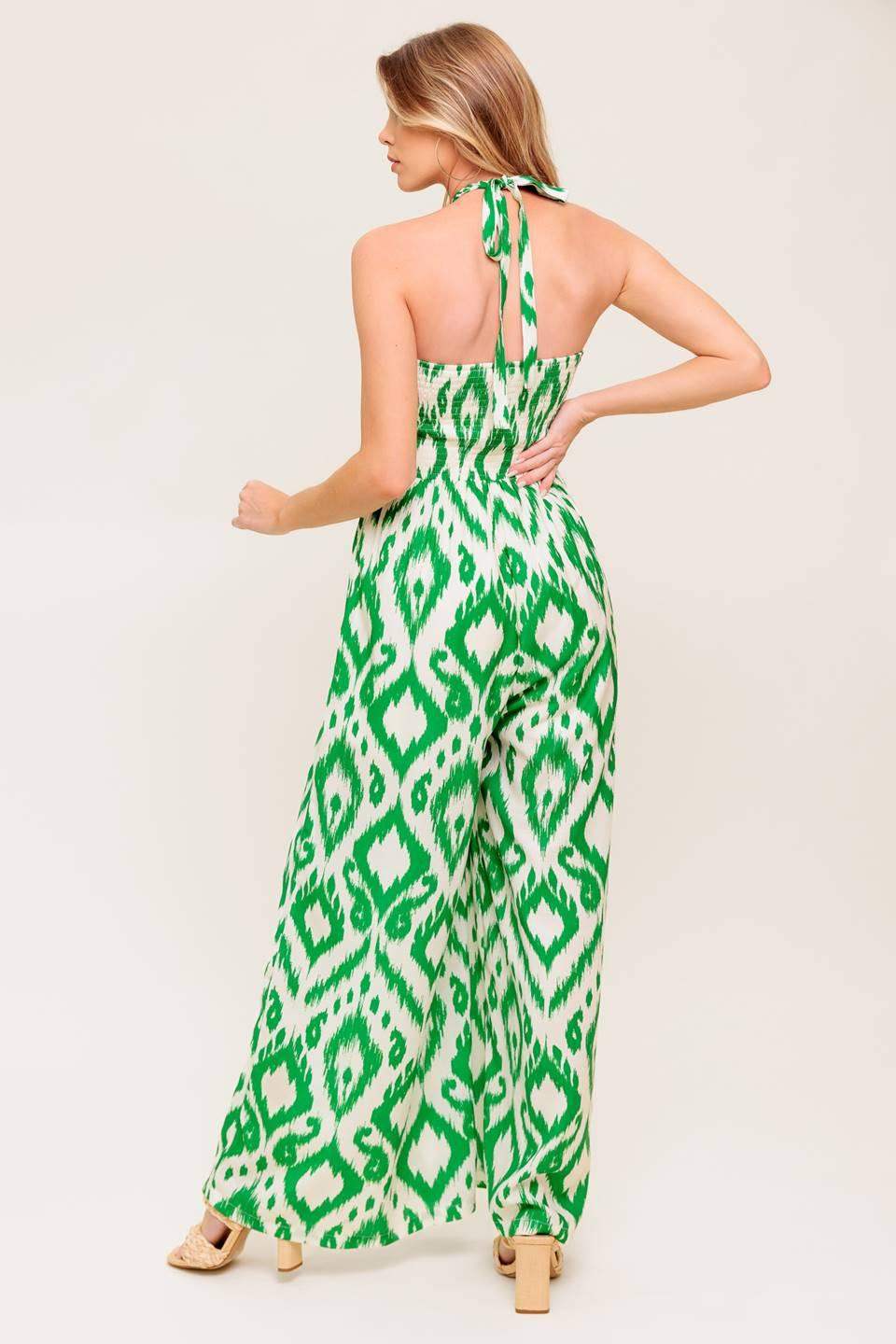 ANGELIC TOUCH GREEN WOVEN JUMPSUIT - Flying Tomato - Flyclothing LLC