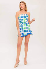 TELL ME WHITE BLUE WOVEN ROMPER - Flying Tomato - Flyclothing LLC