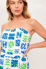 TELL ME WHITE BLUE WOVEN ROMPER - Flying Tomato - Flyclothing LLC