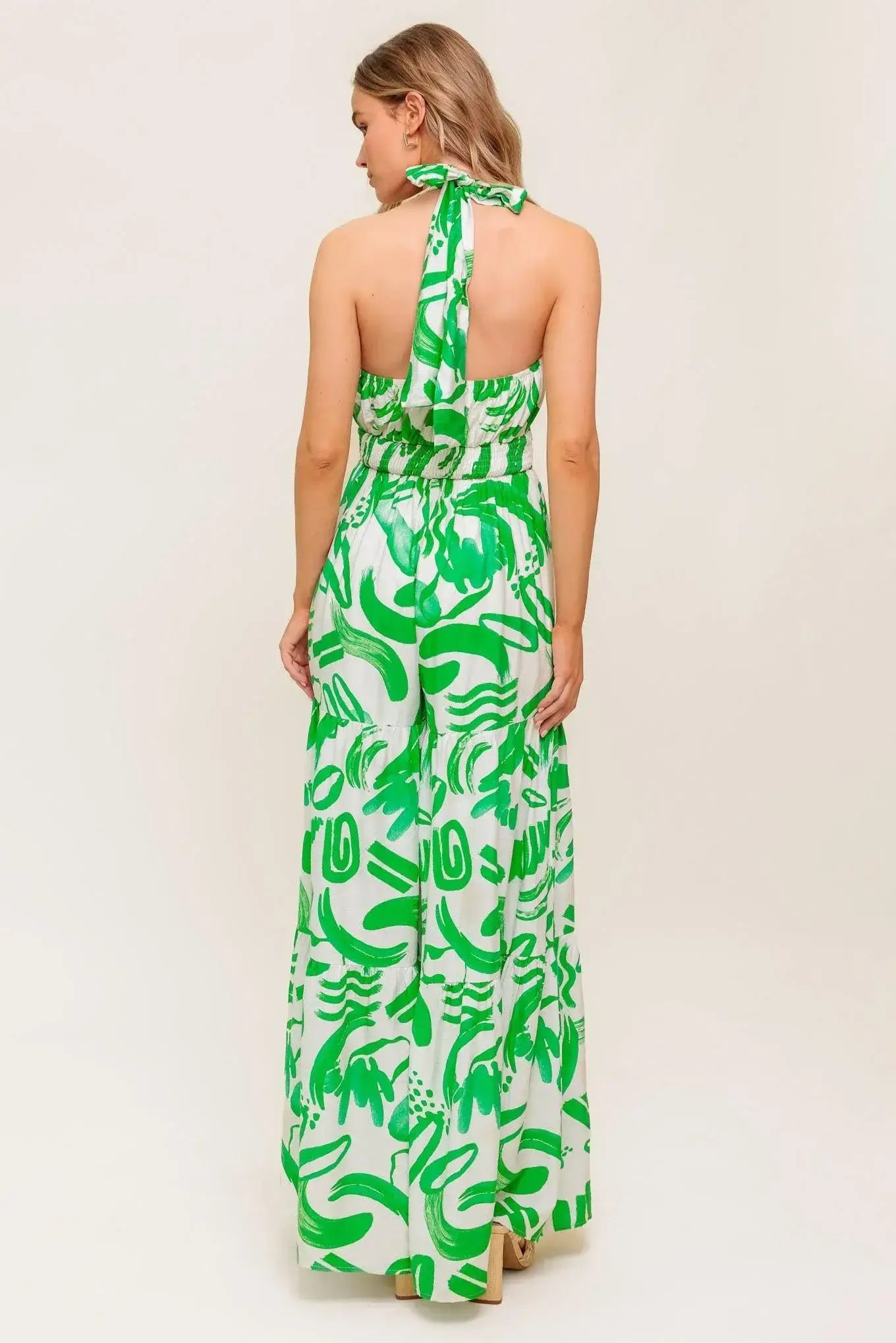 GARDEN WHISPER GREEN WOVEN JUMPSUIT - Flying Tomato - Flyclothing LLC