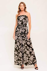 DREAMY ELEGANCE BLACK WOVEN JUMPSUIT - Flying Tomato - Flyclothing LLC