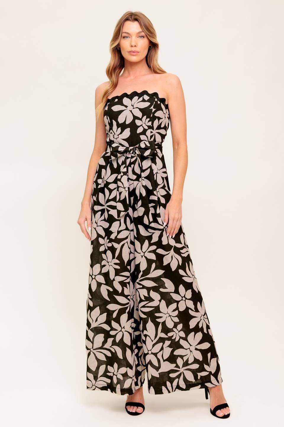 DREAMY ELEGANCE BLACK WOVEN JUMPSUIT - Flying Tomato - Flyclothing LLC
