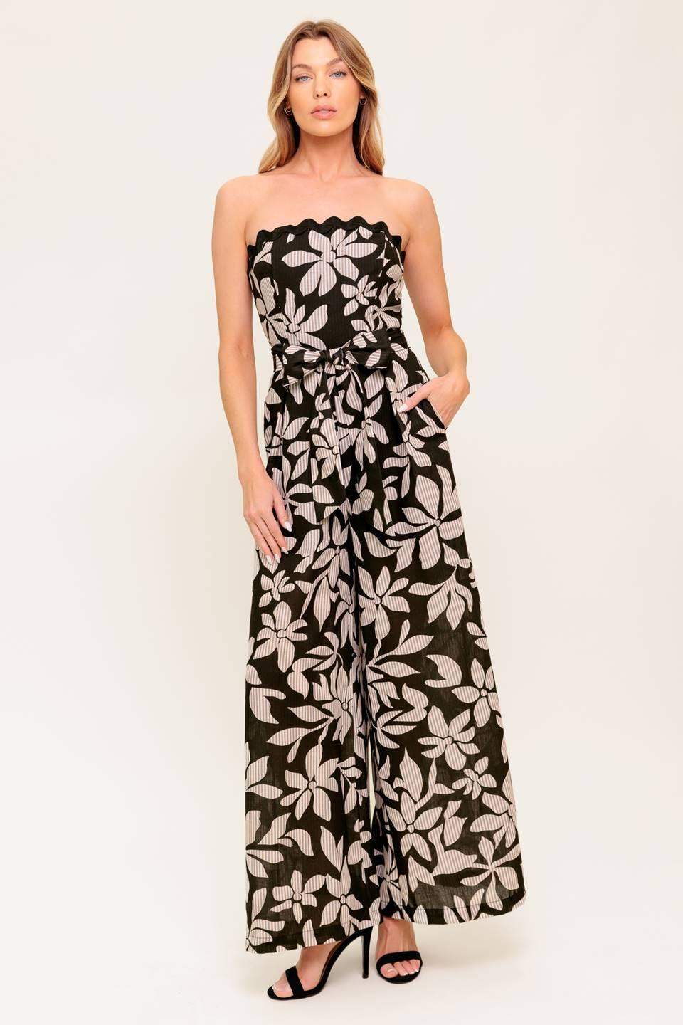DREAMY ELEGANCE BLACK WOVEN JUMPSUIT - Flying Tomato - Flyclothing LLC