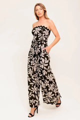 DREAMY ELEGANCE BLACK WOVEN JUMPSUIT - Flying Tomato - Flyclothing LLC
