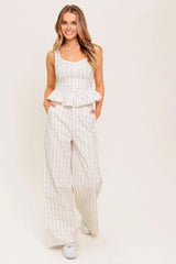 CITRUS FLOW IVORY WOVEN PANTS - Flying Tomato - Flyclothing LLC