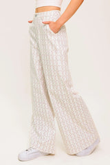 CITRUS FLOW IVORY WOVEN PANTS - Flying Tomato - Flyclothing LLC