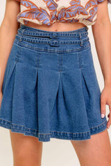DREAMMIST MEDIUM INDIGO DENIM SKORT - Flying Tomato - Flyclothing LLC