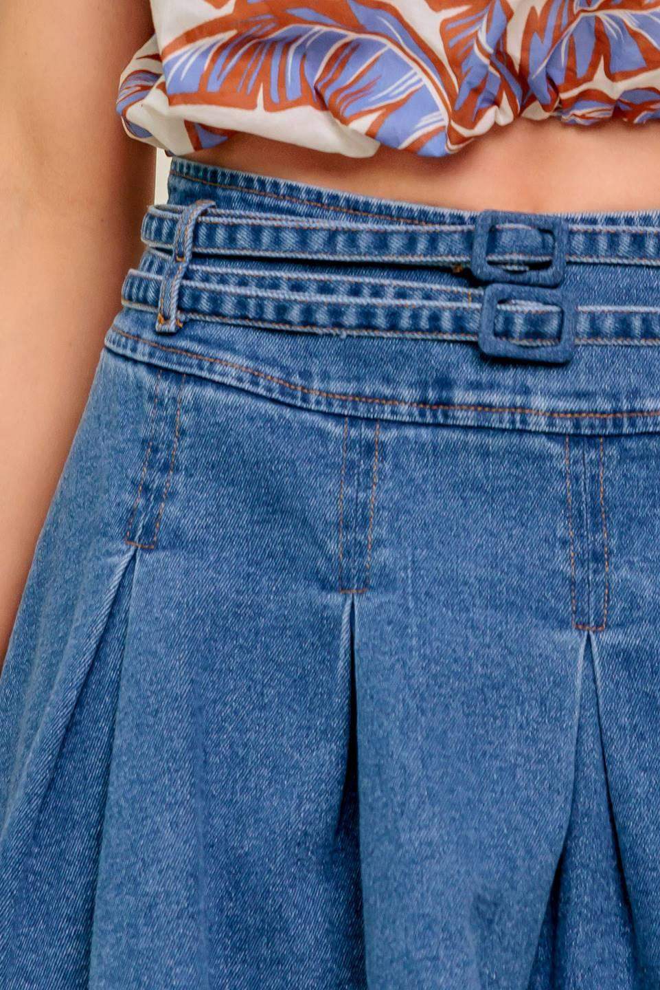 DREAMMIST MEDIUM INDIGO DENIM SKORT - Flying Tomato - Flyclothing LLC