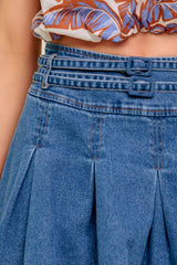 DREAMMIST MEDIUM INDIGO DENIM SKORT - Flying Tomato - Flyclothing LLC
