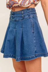 DREAMMIST MEDIUM INDIGO DENIM SKORT - Flying Tomato - Flyclothing LLC