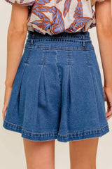 DREAMMIST MEDIUM INDIGO DENIM SKORT - Flying Tomato - Flyclothing LLC
